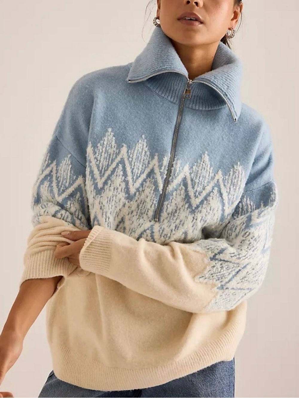NWT- Varley Hedda Fairisle Half-Zip Knit